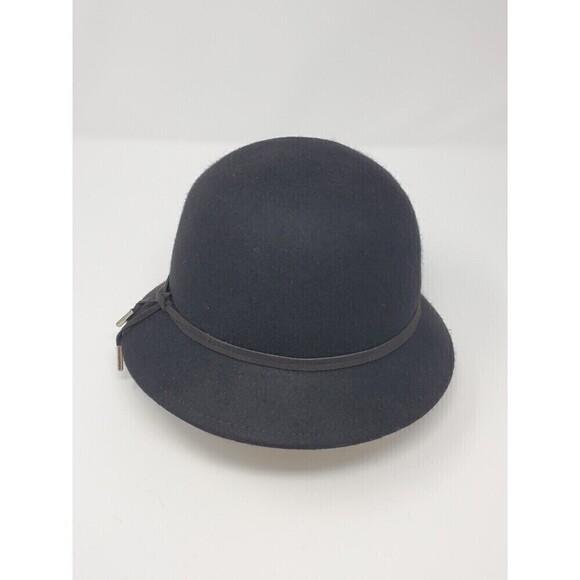 SCALA 100% WOOL BLACK CLOCHE BUCKET STYLE HAT WOMEN OS ADJUSTABLE - Picture 4 of 12